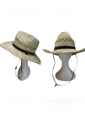Broner Men's Ventilated Western Straw Hat with Chin Cord sz L